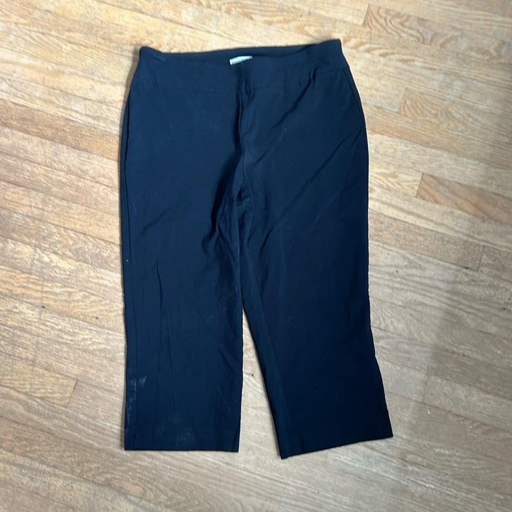 Black Crop Pants Clam Diggers Capri Stretch Medium Office Summer Resort